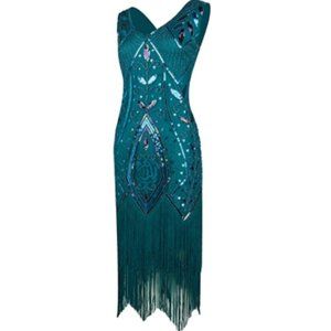 Flapper 1920s Teal Costume Dress